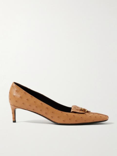 KHAITE Celia Pocket Buckled Ostrich Pumps
