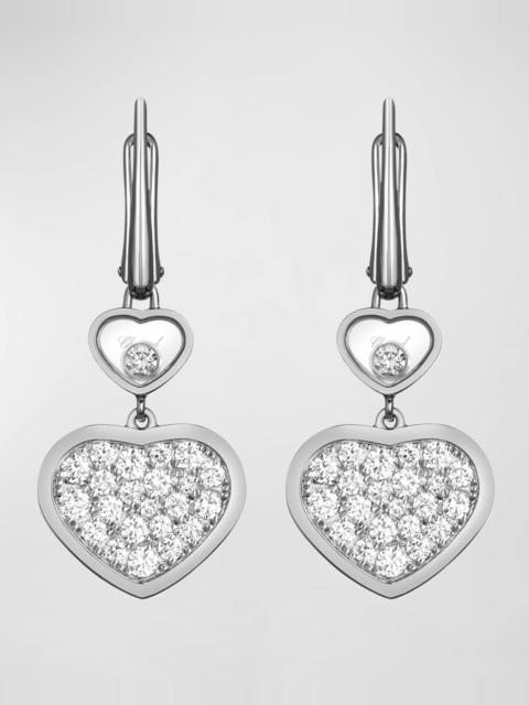 Happy Hearts 18K White Gold Diamond Bezel & Pave Drop Earrings