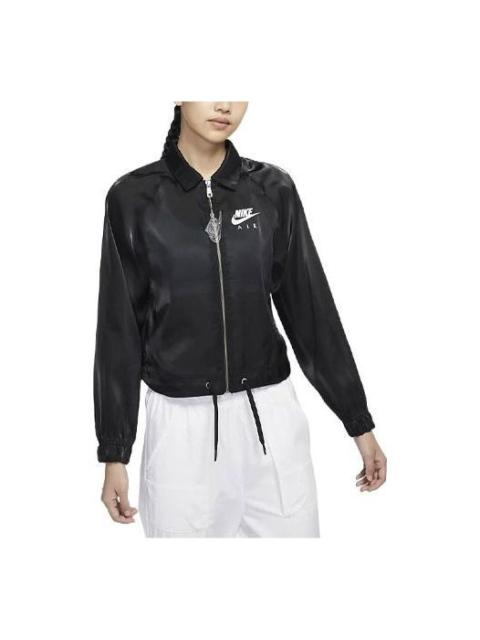 Nike (WMNS) Nike Logo Printing Solid Color Zipper Jacket Black DJ1057-010