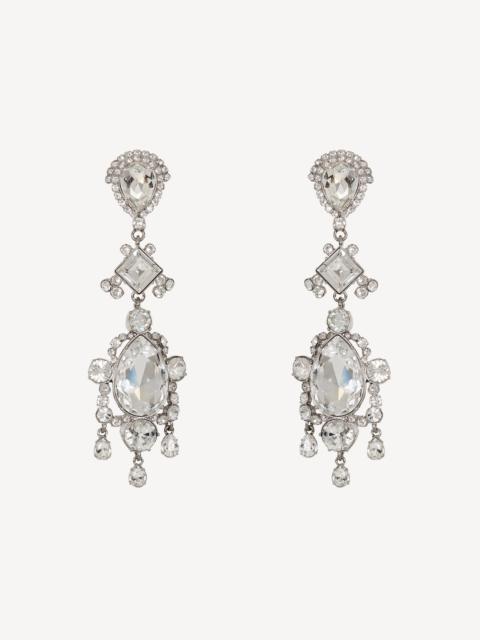 Balmain Brass and crystal pendant earrings