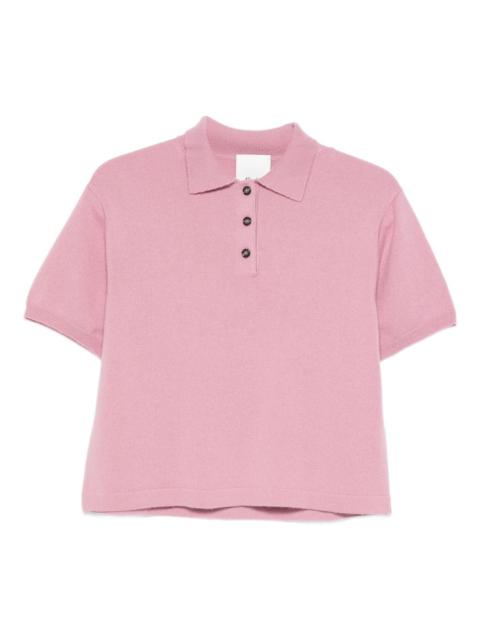 Allude buttoned polo top