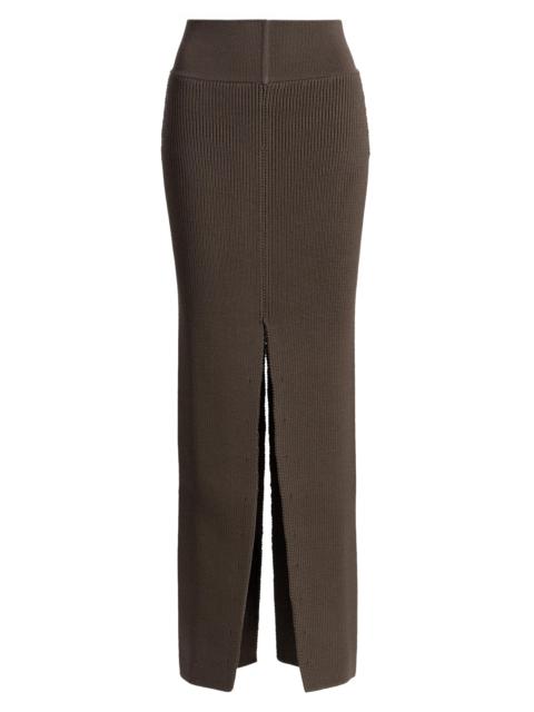 Rick Owens Women's Sliced Wool Knit Maxi Skirt - Dark Dust