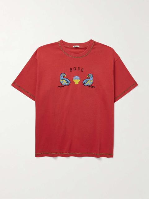 BODE Twin Parakeet Logo-Embroidered Cotton-Jersey T-Shirt
