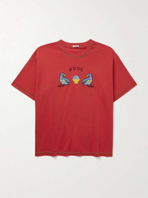BODE Twin Parakeet embroidered cotton T-shirt | mytheresa
