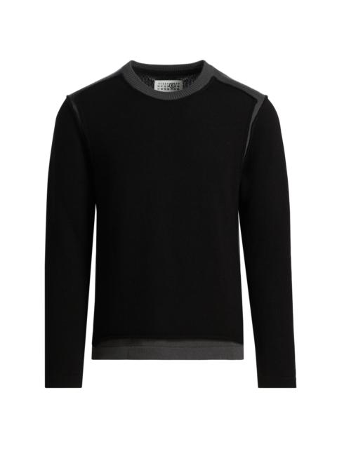 MM6 Maison Margiela Men's Wool Crewneck Sweater - Black Dark Grey