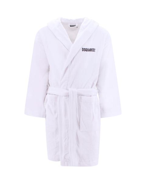 DSQUARED2 Cotton bathrobe with iconic embroidery on the back