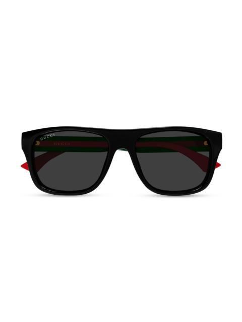 GUCCI Men's New Pop Web 56MM Square Sunglasses - Black