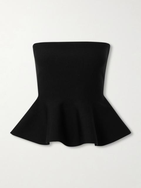 HIGH SPORT Eric strapless wool-blend peplum top Black