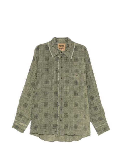 UMA WANG check frayed-edge shirt