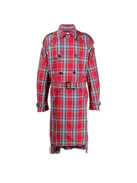 FACETASM check-pattern belted coat