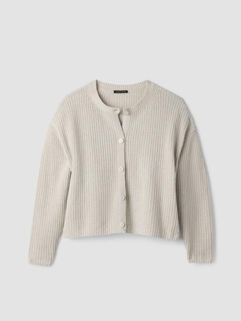 EILEEN FISHER Organic Cotton Chenille Crew Neck Cardigan