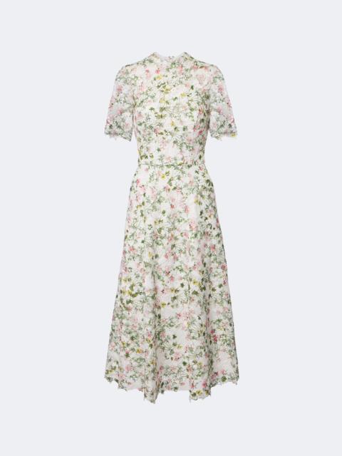 Monique Lhuillier Floral lace midi dress