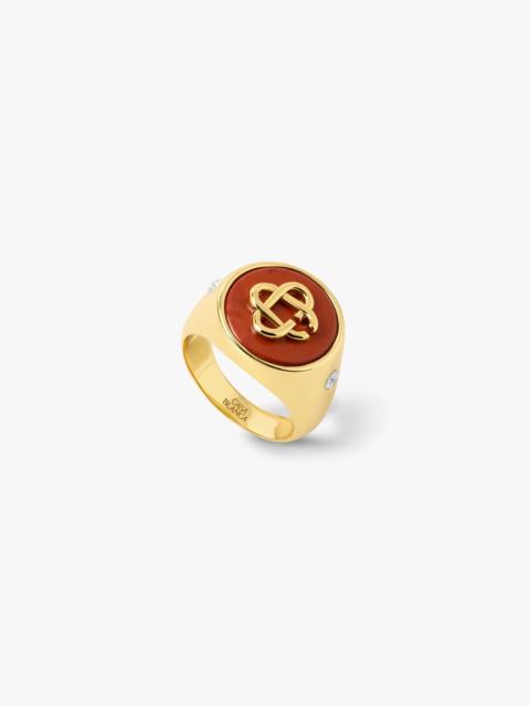 CASABLANCA Gold & Red Stone Signet Ring | Casablanca Paris