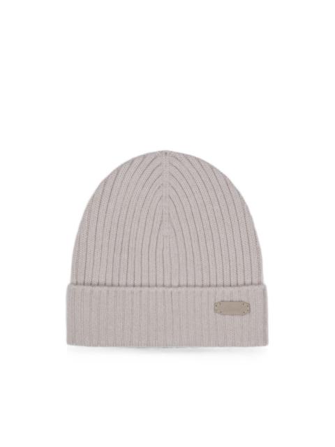 Brioni ribbed-knit logo-patch cashmere beanie