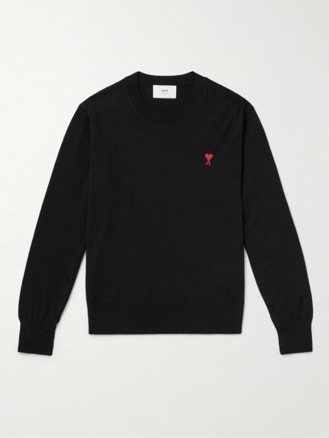 AMI Paris ADC Logo-Embroidered Merino Wool Sweater