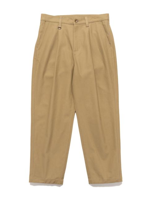 SOPHNET. High Twisted Washer Cotton Serge Wide Tapered Pants Beige