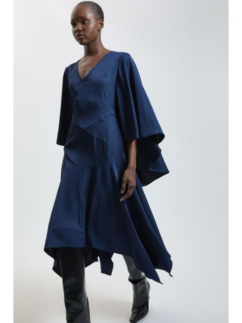 KAREN MILLEN Signature Crepe Hanky Seam Detail Midi Dress