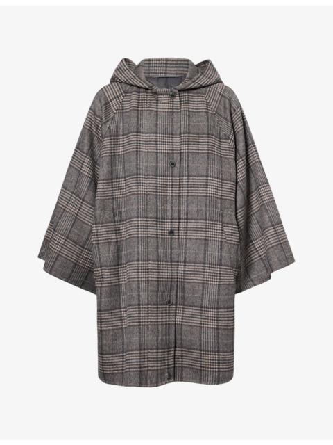 WEEKEND Max Mara Hooded Graphic-Pattern Wool Coat