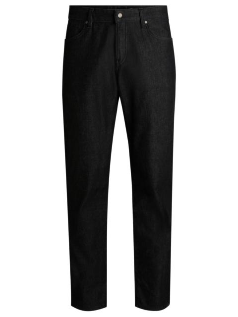 BOSS MAINE REGULAR-FIT JEANS IN BLACK STRETCH DENIM