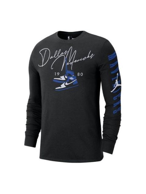 Men's Nike Casual Round Neck Pullover Printing Long Sleeves Black T-Shirt DJ6537-010