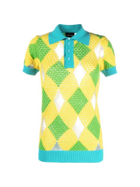 geometric-pattern knitted polo shirt