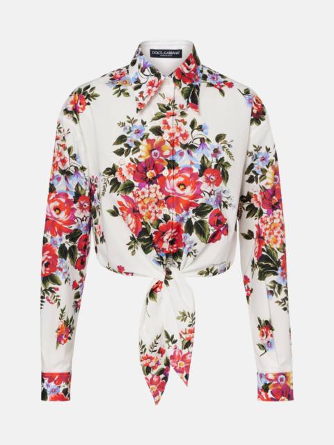 Dolce & Gabbana Floral cropped cotton shirt