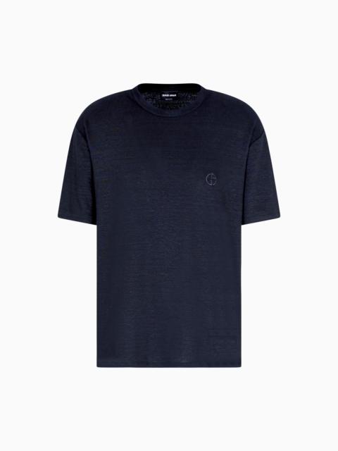GIORGIO ARMANI STRETCH-LINEN CREW-NECK T-SHIRT