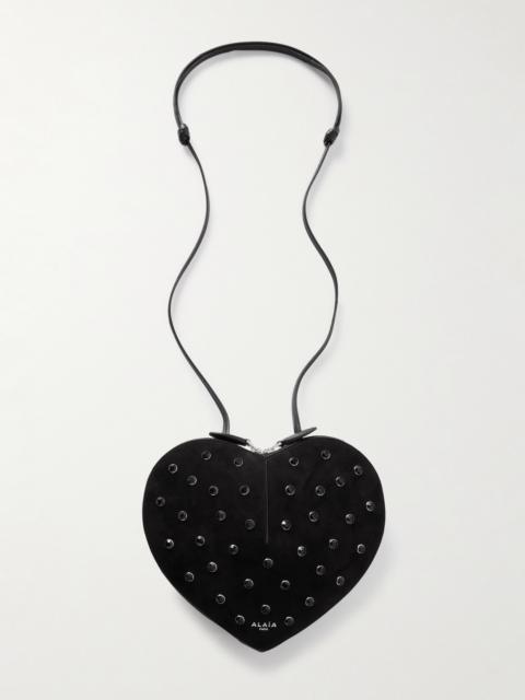 Alaïa Le Coeur Crystal-embellished Suede Shoulder Bag