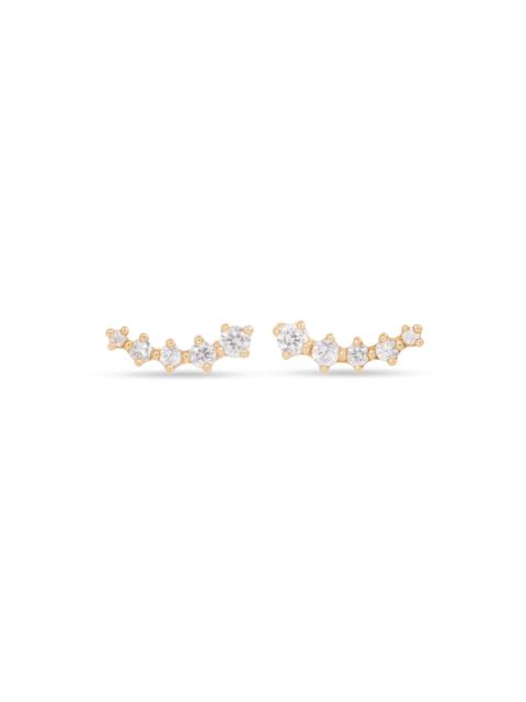 STONE AND STRAND Medium Ear to Ear Diamond Curve Studs