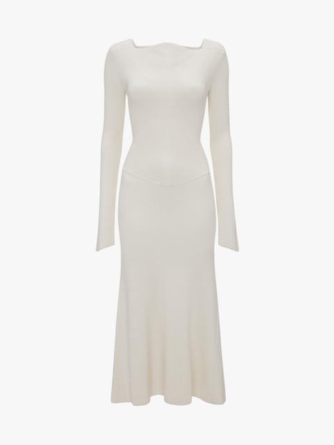 Victoria Beckham Knitted Circle Panel Dress In Off-White
