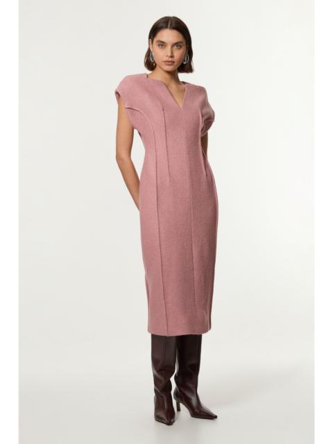 KAREN MILLEN Textured Wool Blend Darted Tailored Midi Dress