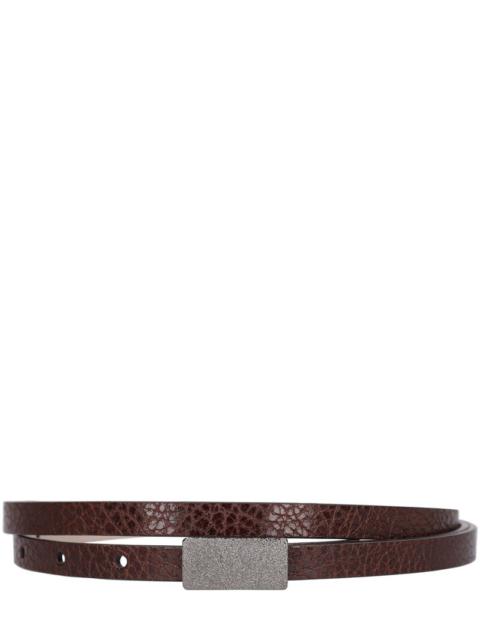 Brunello Cucinelli 1cm Embellished shiny leather belt