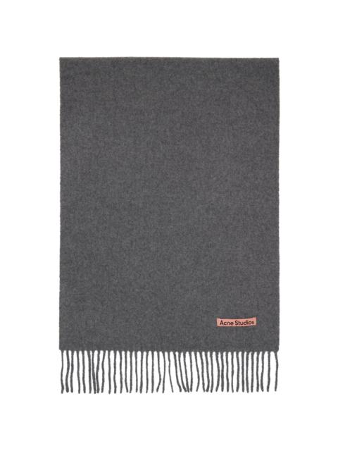 Acne Studios Gray Narrow Fringe Wool Scarf