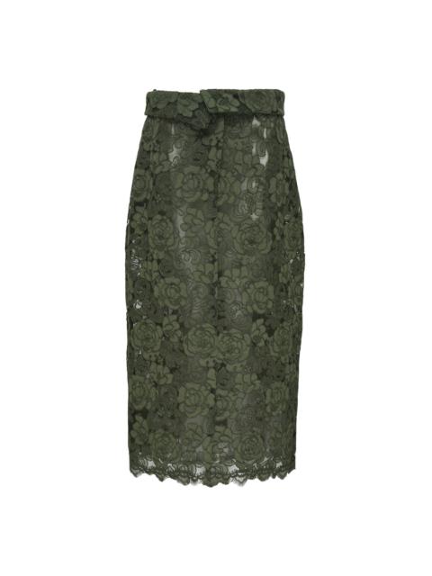 Simone Rocha Floral Lace Pencil Skirt