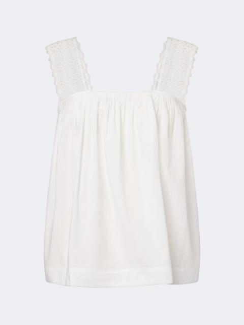 POSSE Harriet embroidered cotton poplin top