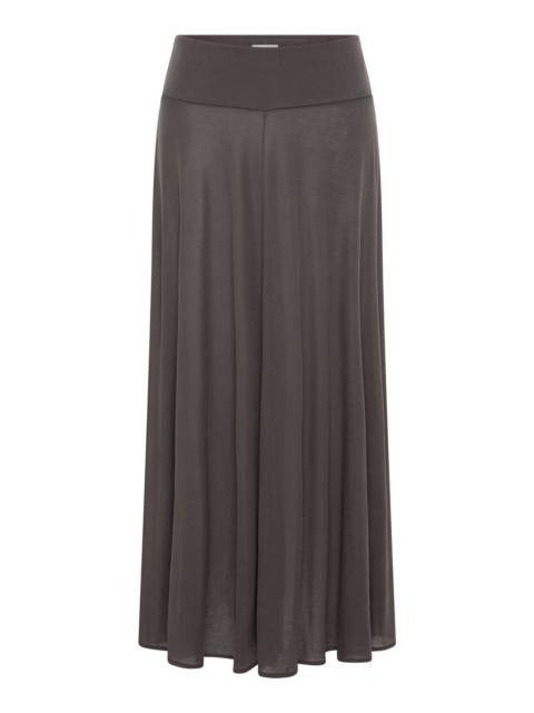 ST. AGNI Low-Rise Tencel Jersey Midi Skirt dark grey