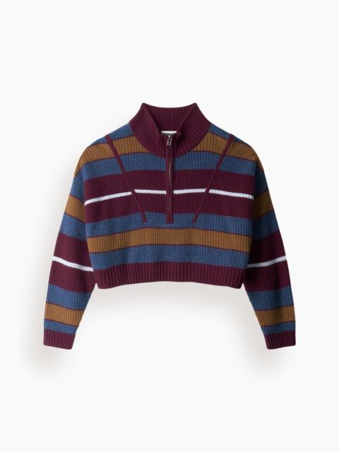 STAUD Cropped Hampton Cashmere Sweater in Monaco Stripe