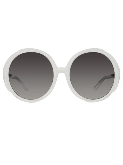 LINDA FARROW OTAVIA OVERSIZED SUNGLASSES IN WHITE