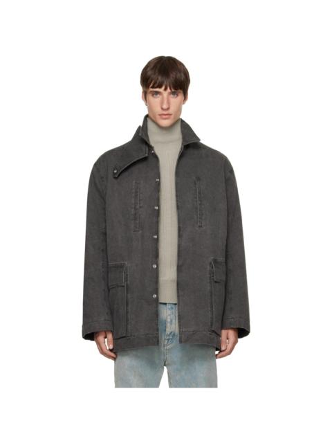 Rick Owens Gray Tower Collared Mac Jacket