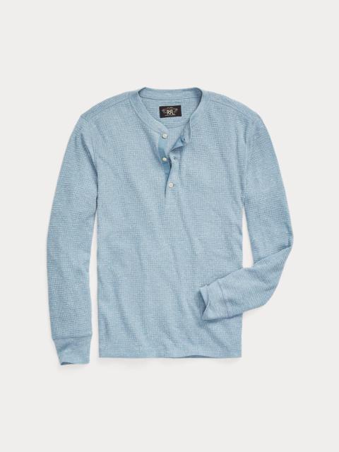 RRL by Ralph Lauren Garment-Dyed Waffle-Knit Henley Shirt