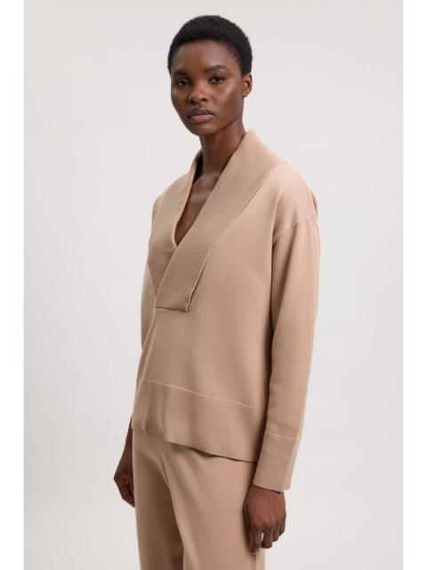 KAREN MILLEN Wool Look Deep Collar Sleeve Knit Jumper