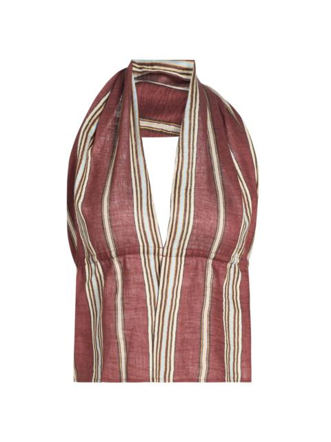 A.L.C. A. L.C. Women's Kaia Striped Linen-Blend Halterneck Top - Brunette Multi