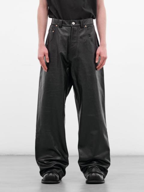 VETEMENTS Black Leather Wide Leg Pants