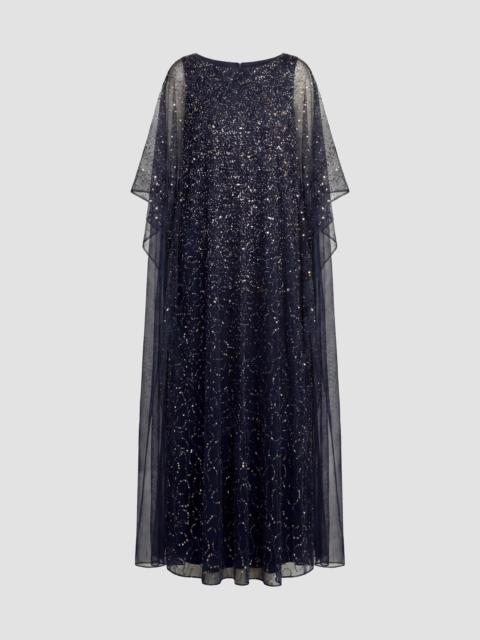 MAC DUGGAL Women's Embellished Mesh Caftan Maxi Dress - Midnight Gold