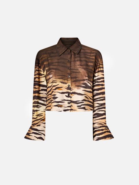 PINKO CROPPED SHIRT WITH ANIMAL PRINT