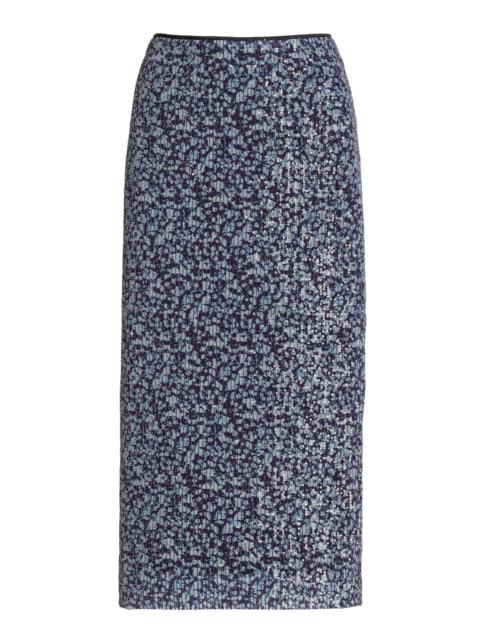ROTATE Sequined Floral-Mesh Midi Skirt multi