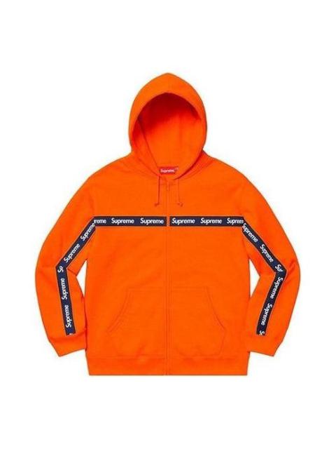 Supreme Text Stripe Zip Up Hooded Sweatshirt 'Orange' SUP-FW19-852