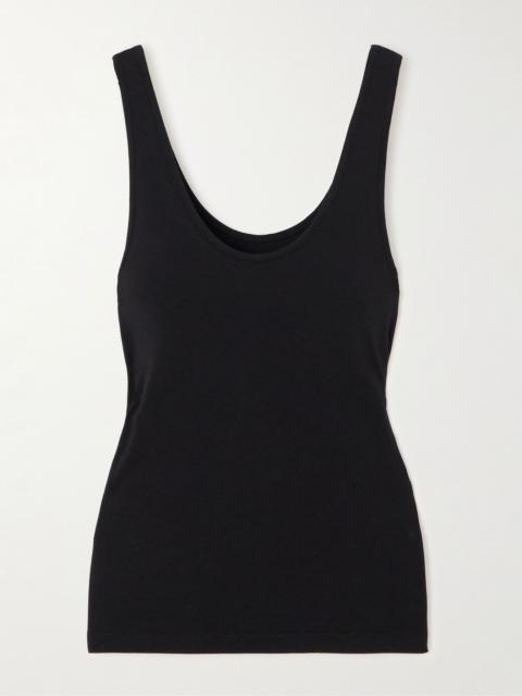 Another Tomorrow Stretch Lyocell and organic cotton-blend jersey tank top Black