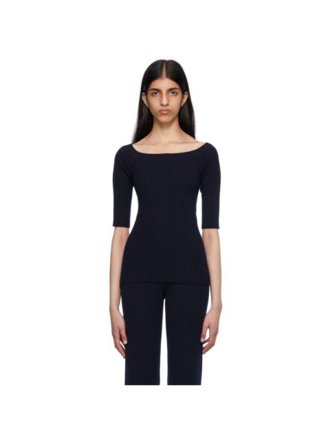 Chloé Navy Off-The-Shoulder Sweater