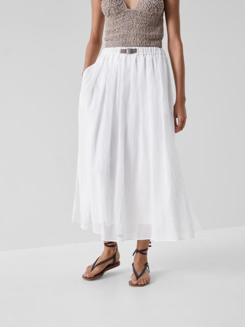 Cotton organza midi skirt with drawstring and buckle